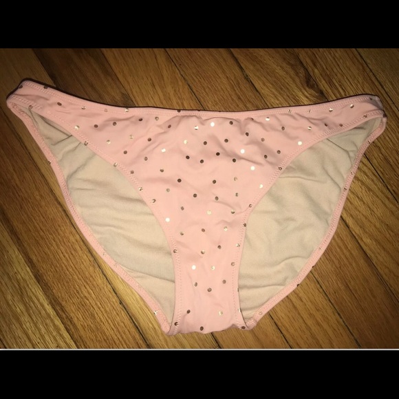 Victoria Secret Peach Gold Polka Dot Tube Bandeau Peekaboo Heart Bikini Swimsuit - Picture 8 of 10